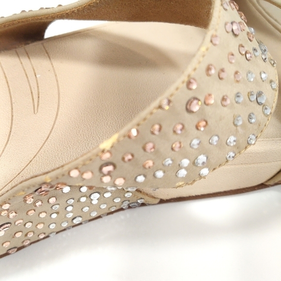 Nicoli cream rhinestone stones rubber slippers Size: 8 - Picture 6 of 7